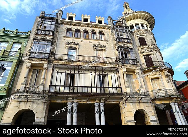 Ribadeo, Torre de los Moreno (modernist building). Lugo province, Galicia, Spain