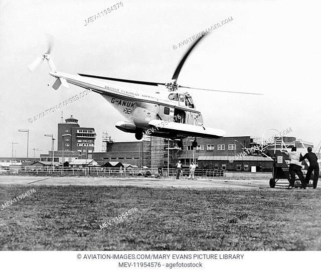 Bea Helicopters British European Airways Westland Sikorsky S-55 Flying with Floats on the Inaugural Flight from Heathrow to the South Bank, London