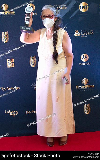 MEXICO CITY, MEXICO – NOVEMBER 29: Patricia Rojas poses for photos during the red carpet of the SmartFilms Awards 2020 at Foro Aire Libre on November 29