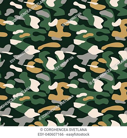 Camouflage pattern background seamless vector illustration. Classic military clothing style. Camo repeat texture shirt print