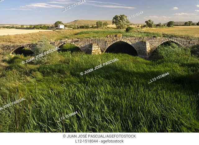 Medieval bridge, Sasamon, Burgos province, Castille-Leon, Spain