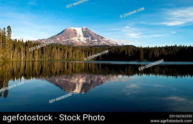 A calm summer day near the base of Mount Adams at Takhlakh Lake