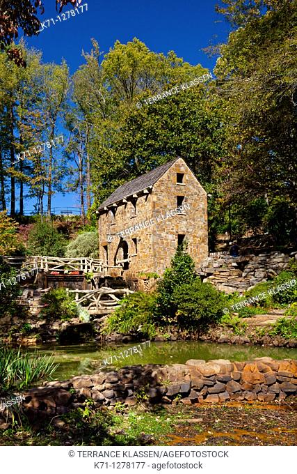 A restored grist mill in Old Mill Park in Little Rock, Arkansas, USA