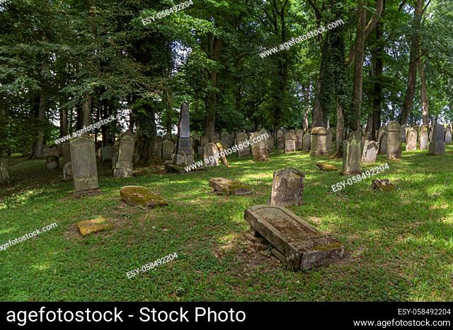 historic jewish Graveyard near Berlichingen in Hohenlohe, a area in Southern Germany at summer time