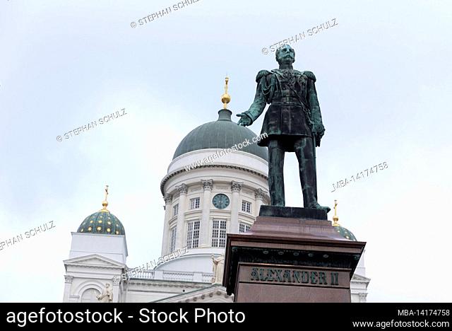 Finland, Helsinki, Helsinki Cathedral, Alexander II Monument