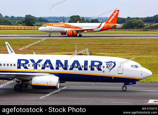 A Ryanair Boeing 737-800 aircraft with registration EI-FZO at London Airport, United Kingdom, Europe