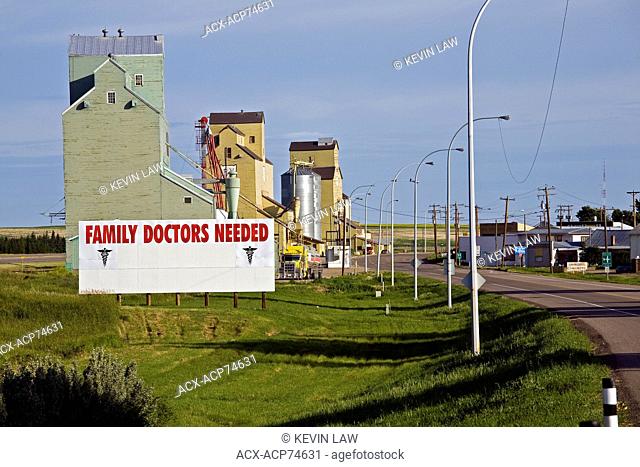Roadside billboard advertising doctors needed in rural communities, Alberta, Canada