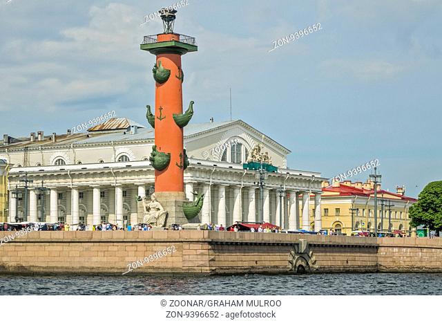 Rostral Column On Vasilievsky Island Saint Petersburg Russia