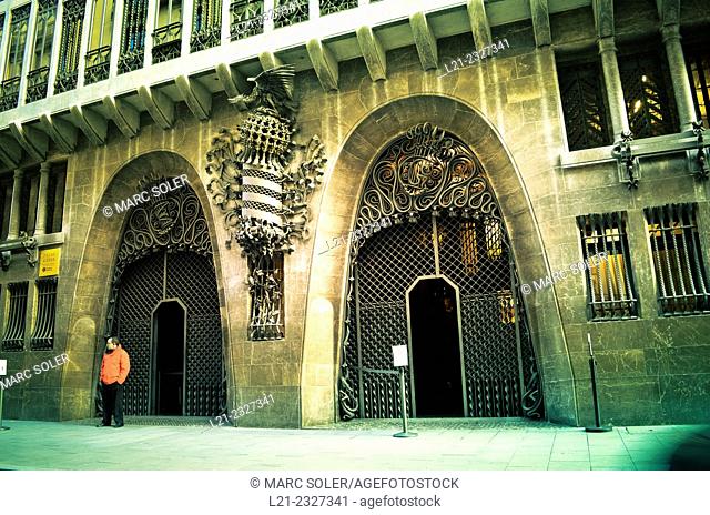 Palau Guell designed by Antoni Gaudi. Barcelona, Catalonia, Spain