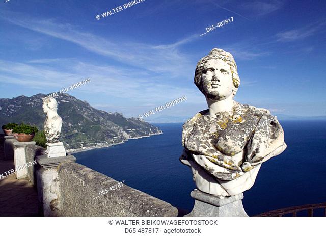 Villa Cimbrone. Roman Busts on Belvedere Terrace. Ravello. Amalfi Coast. Campania. Italy
