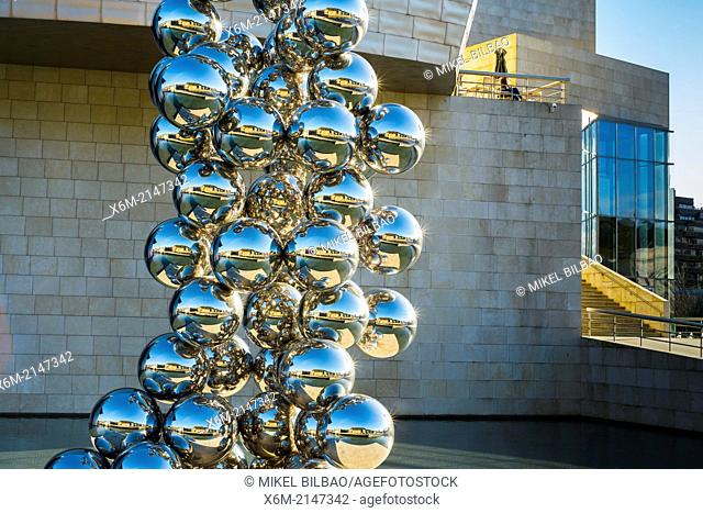 Guggenheim Museum and spheres sculpture. Bilbao, Spain