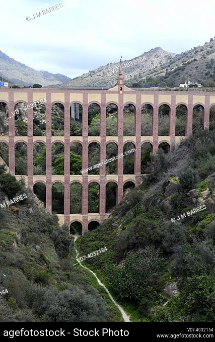 Nerja, Del Aguila aqueduct (19th century) and Coladilla ravine. Axarquía, Málaga, Andalusia, Spain