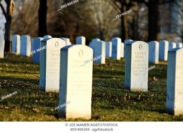 Grave markers at Fort Snelling National Cemetery in St  Paul, Minnesota  Fort Snelling is one of 125 national cemeteries in 39 states and Puerto Rico  As of...