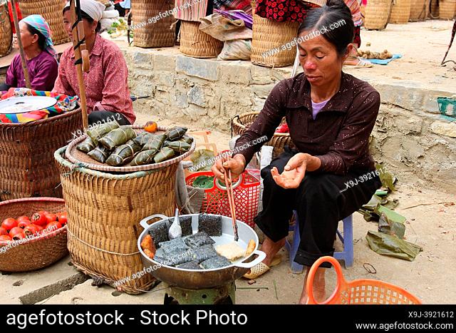 Lao Cai province, Bac Ha, weekly market for tribal people, flower Hmongs ethnic group, Sapa, Vietnam