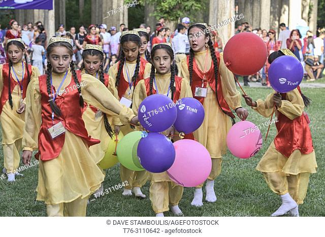 Pamiri girls celebrating at the 'Roof of the World' festival in Khorog, Tajikistan