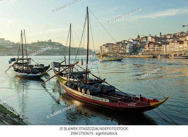 Iconic boats on Douro river in Porto, Portugal