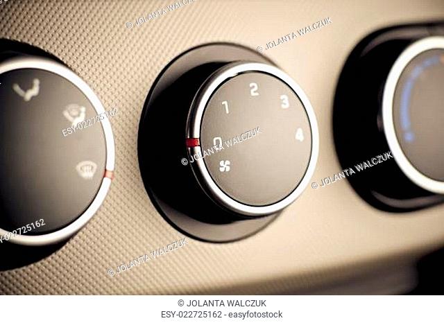 Climate controls instrument panel in car, vehicle