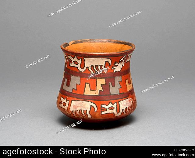 Jar Depicting Rows of Llamas and Abstract Stepped Motifs, 180 B.C./A.D. 500. Creator: Unknown