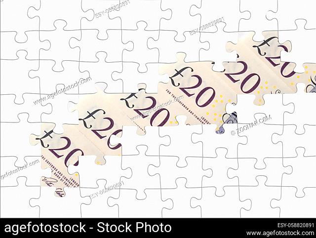 UK Pound Banknotes elements Close up