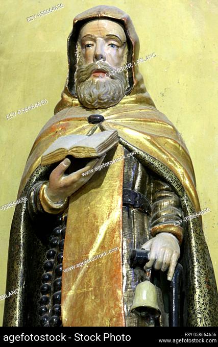 Bernard de Clairvaux. Statue. Church of Notre-Dame de la Gorge. Les Contamines-Montjoie. Haute-Savoie. Auvergne Rhône-Alpes. France. Europe