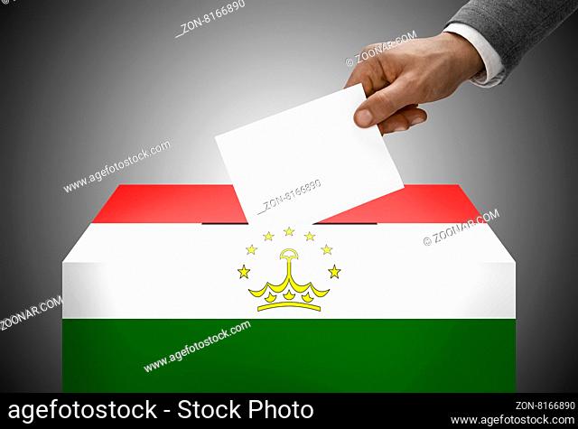 Ballot box painted into national flag colors - Tajikistan