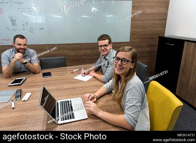 startup business team brainstorming on meeting  working on laptop and tablet computer