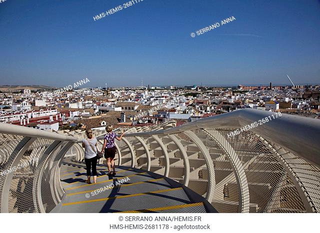 Spain, Andalusia, Sevilla, The parasol in Plaza de la Encarnacion, better known as Las Setas after their mushroom shape