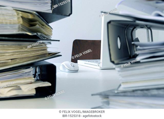 File folders, office, symbolic image for burnout, stress at work