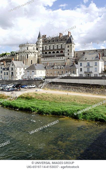 Chateau Amboise overlook the River Loire in the Loire region of France