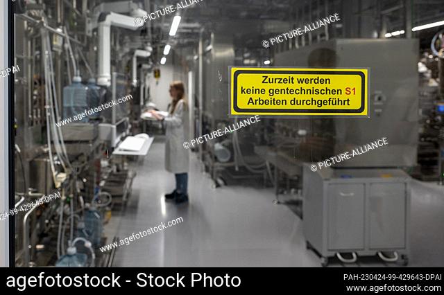 24 April 2023, Baden-Württemberg, Biberach an der Riß: In the interdisciplinary development center for biotechnology of the pharmaceutical company Boehringer...