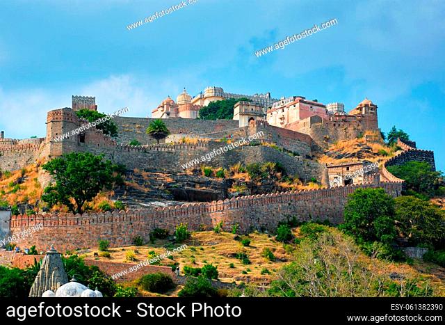 Vintage retro effect filtered hipster style image of Kumbhalgarh fort famous indian tourist landmark. Rajasthan, India