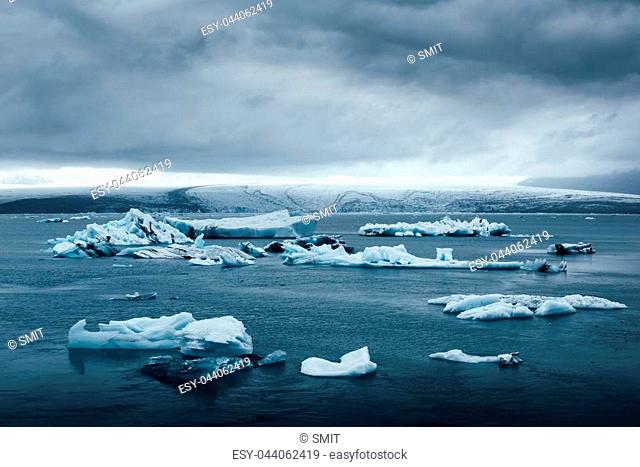 Icebergs in Jokulsarlon glacial lagoon. Vatnajokull National Park, southeast Iceland, Europe