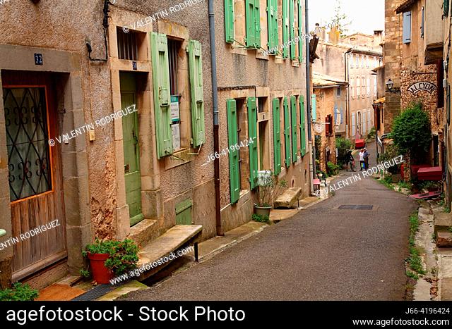 Street in Montolieu, ""the village of books"". France