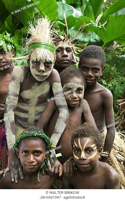 Vanuatu, Tanna Island Fetukai, Black Magic and Kava Test Tour-Villagers in Native Dress MR-VAN-07-001