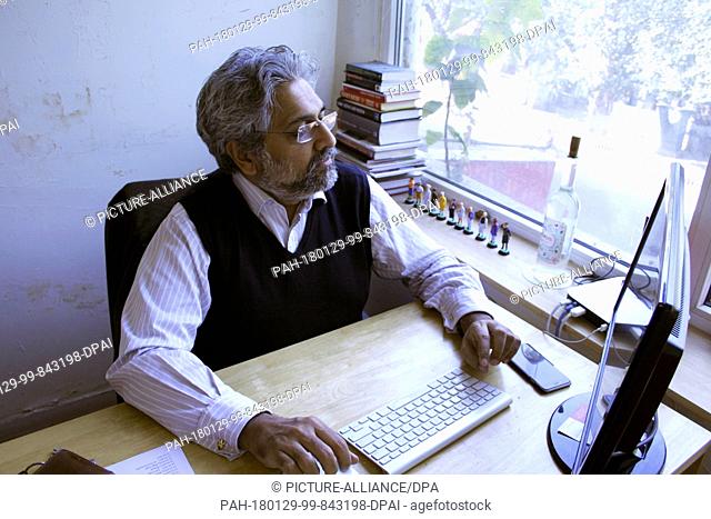 Siddarth Varadarajan sitting in the editorial office of the Indian online newspaper ""The Wire"" in New Delhi, India, 28 November 2017