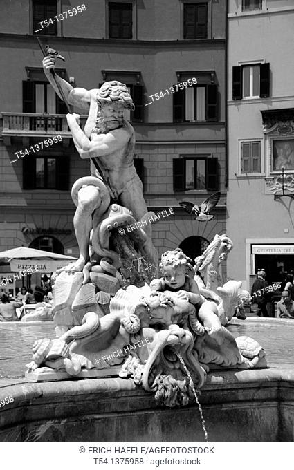 Rome Piazza Navona, Fontana del Moro, Rome