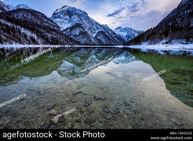 Italy, Friuli Venezia Giulia, province of Udine, Tarvisio. The lake of Predil near the italian/slovenian border