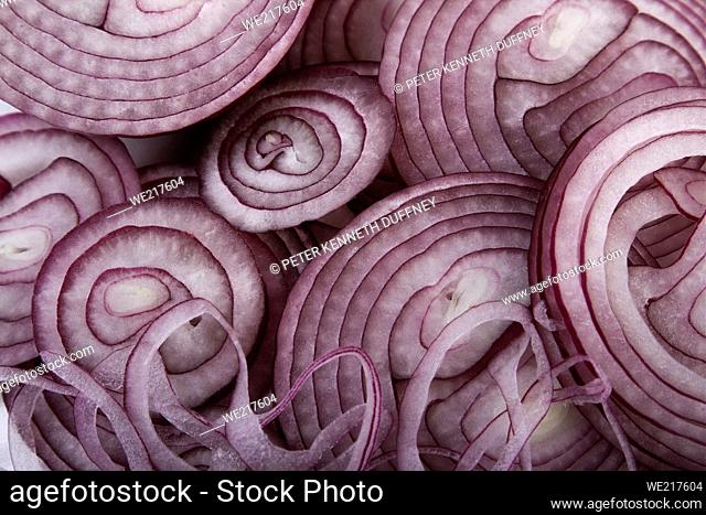 Closeup of Sliced Red Onions