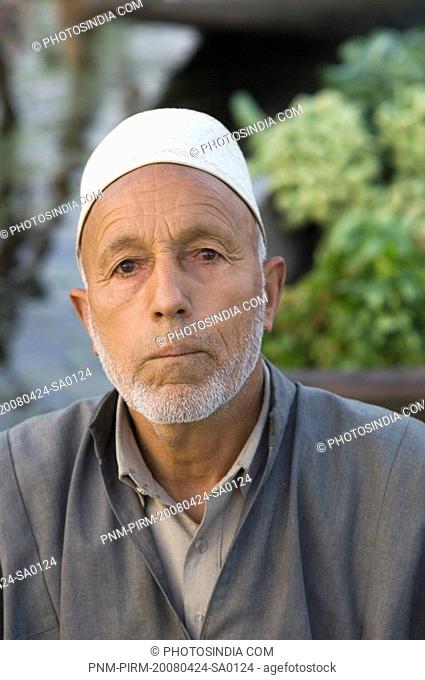 Portrait of a man, Dal Lake, Srinagar, Jammu And Kashmir, India