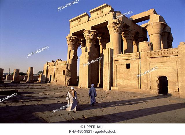 Forecourt and pylon, Temple of Sobek and Haroeris, archaeological site, Kom Ombo, Egypt, North Africa, Africa