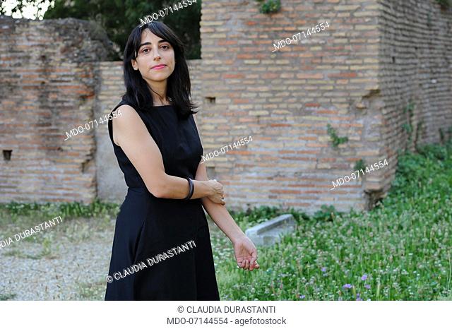 Italian writer finalist Prize Strega 2019 Claudia Durastanti poses at the Basilica of Massenzio during Letterature International Festival of Rome 2019 edition