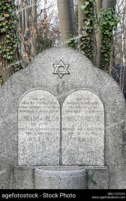 Berlin, Jewish cemetery Berlin Weissensee, tomb, gray granite, field O5, hereditary burial small, Star of David