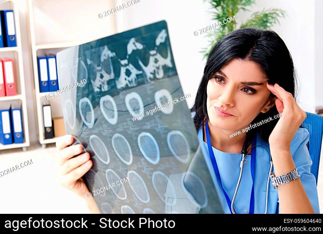 Female doctor radiologist working in the clinic