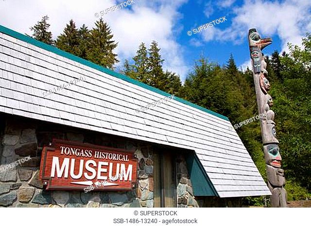 Totem pole near a museum, Tongass Historical Museum, Ketchikan, Alaska, USA
