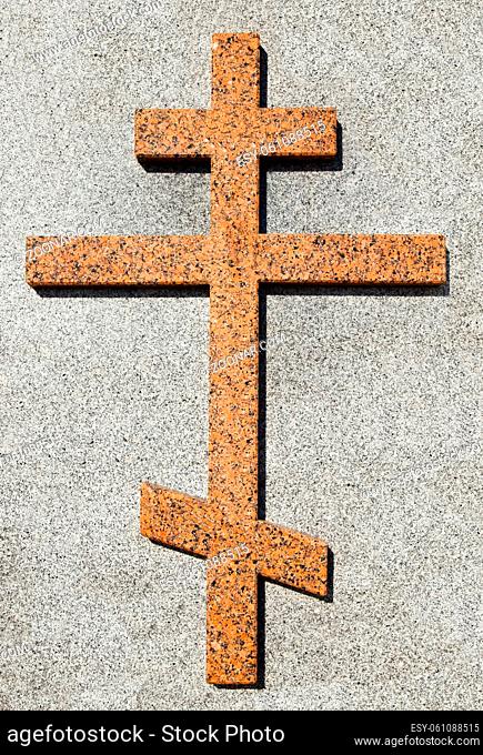 the orthodox cross located on a wall of orthodox church