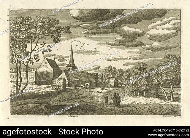 View of Hesbone Hesbone (title on object), View of the village of Heesbeen near Heusden. On the left the village with the church and in the foreground a few...
