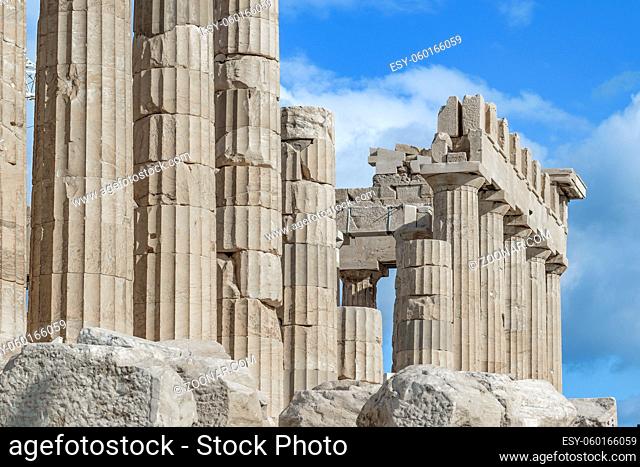 Architectural detail at acropolis site, athens, greece