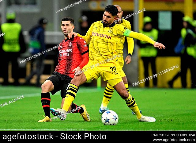 28 November 2023, Italy, Mailand: Soccer: Champions League, AC Milan - Borussia Dortmund, Group stage, Group F, Matchday 5, Stadio Giuseppe Meazza