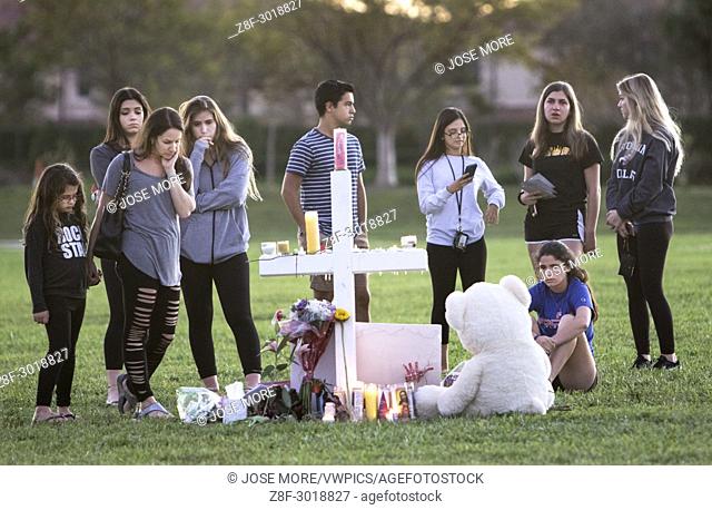 Memorial vigil for the 17 people killed at Marjory Stoneman Douglas High School by Nikolas Cruz using a semiautomatic AR-15 rifle
