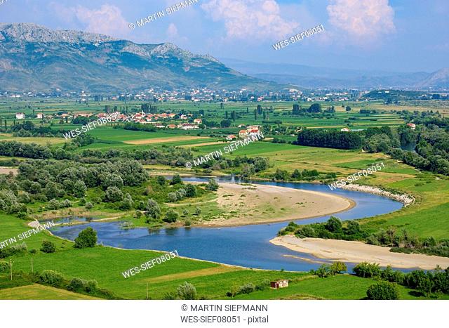 Albania, Shkoder, Kir river, view from Rozafa Castle
